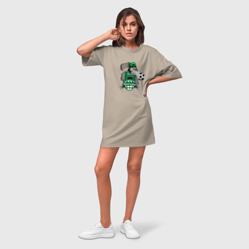 Платье-футболка хлопок Футбольный клуб Краснодар с обезьяной, цвет миндальный - фото 3