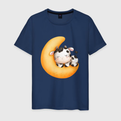 Мужская футболка хлопок Спящий бычок на месяце