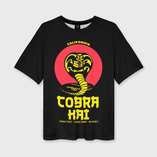 Женская футболка оверсайз с принтом Cobra Kai California, вид спереди №1