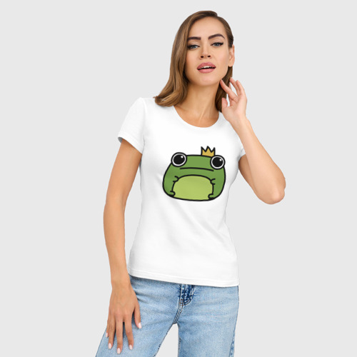 Женская футболка хлопок Slim Frog Lucky король, цвет белый - фото 3