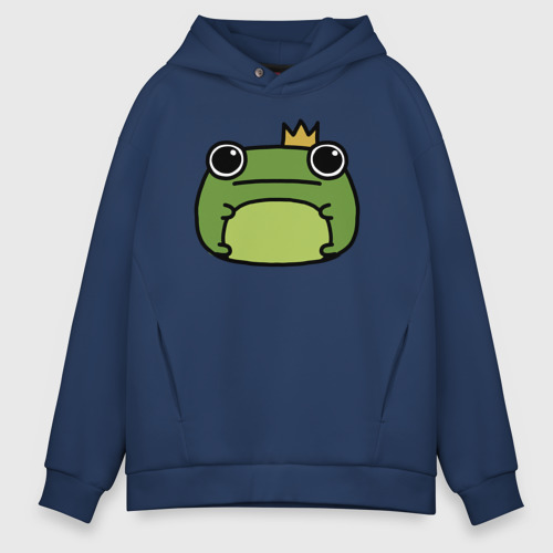 Мужское худи Oversize хлопок Frog Lucky король, цвет темно-синий