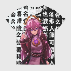 Женская футболка 3D Яэ Мико стильная Геншин Импакт Genshin Impact