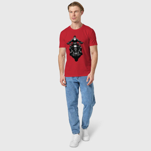 Мужская футболка хлопок с принтом Biкer skull, вид сбоку #3