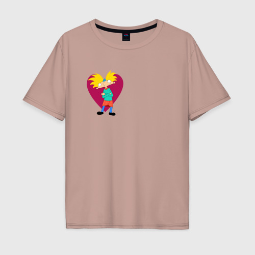 Мужская футболка хлопок Oversize Арнольд парная, цвет пыльно-розовый