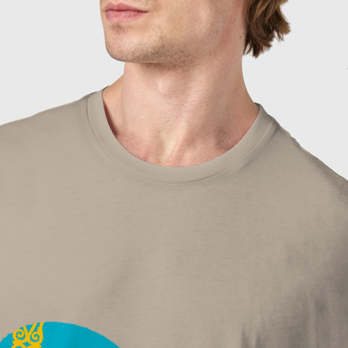 Мужская футболка хлопок Сердце - Казахстан, цвет миндальный - фото 6