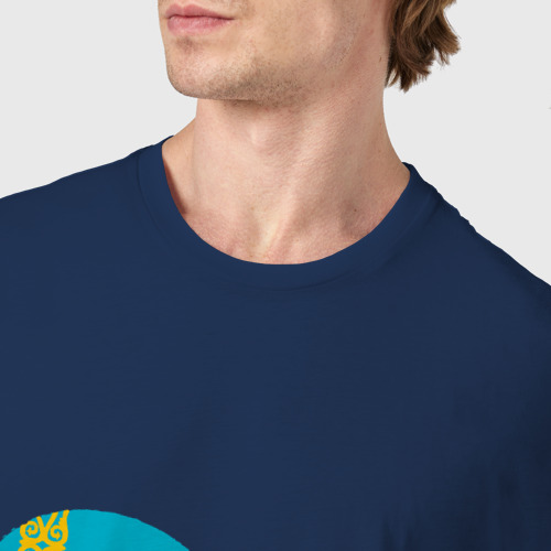 Мужская футболка хлопок Сердце - Казахстан, цвет темно-синий - фото 6