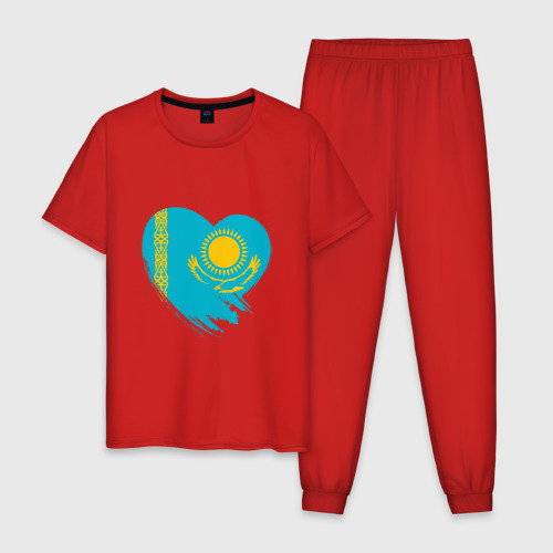 Мужская пижама хлопок Сердце - Казахстан, цвет красный
