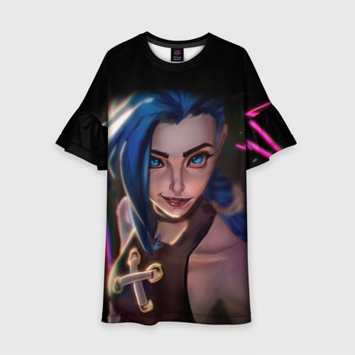 Детское платье 3D Jinx - Джинкс Паудер, цвет 3D печать