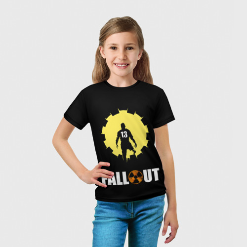 Детская футболка 3D с принтом Житель убежища 13, вид сбоку #3
