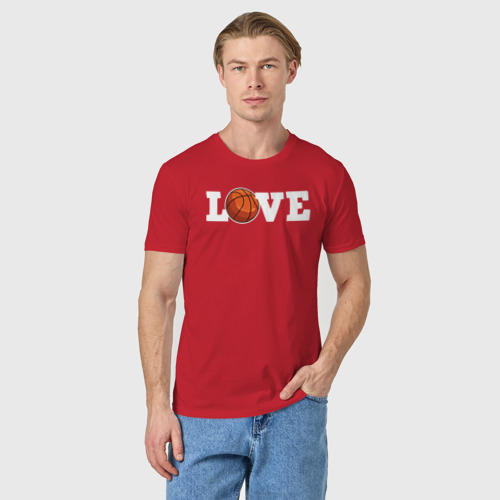 Мужская футболка хлопок с принтом Баскетбол love, фото на моделе #1