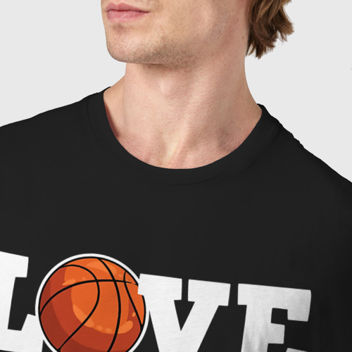 Мужская футболка хлопок Баскетбол love, цвет черный - фото 6