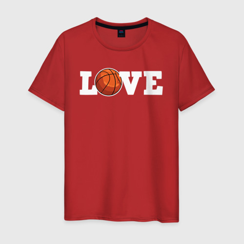 Мужская футболка хлопок с принтом Баскетбол love, вид спереди #2