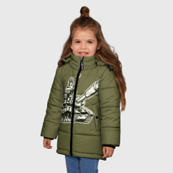 Зимняя куртка для девочек 3D Танкота оливковый - фото 2