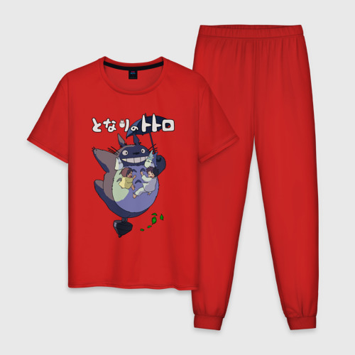 Мужская пижама хлопок Totorо, цвет красный