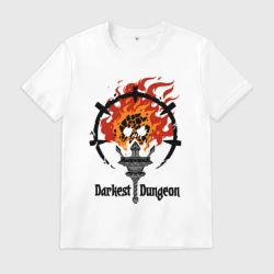 Мужская футболка хлопок Darkest Dungeon - skull logo