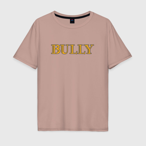 Мужская футболка хлопок Oversize Bully big logo, цвет пыльно-розовый