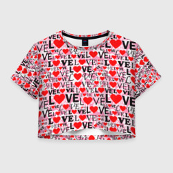 Женская футболка Crop-top 3D Love-Love паттерн