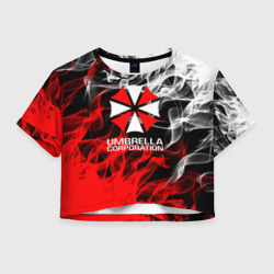 Женская футболка Crop-top 3D Umbrella Corporation Fire