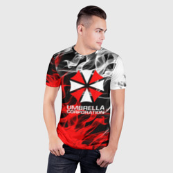 Мужская футболка 3D Slim Umbrella Corporation Fire - фото 2