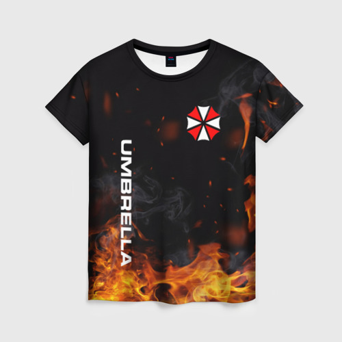 Женская футболка 3D с принтом Umbrella Corporation Огонь, вид спереди #2