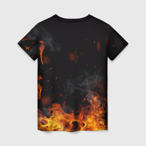 Женская футболка 3D с принтом Umbrella Corporation Огонь, вид сзади #1
