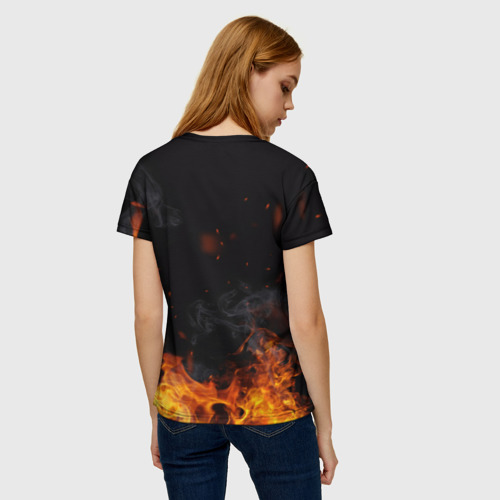 Женская футболка 3D с принтом Umbrella Corporation Огонь, вид сзади #2