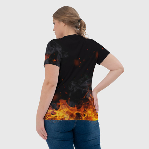 Женская футболка 3D с принтом Umbrella Corporation Огонь, вид сзади #2