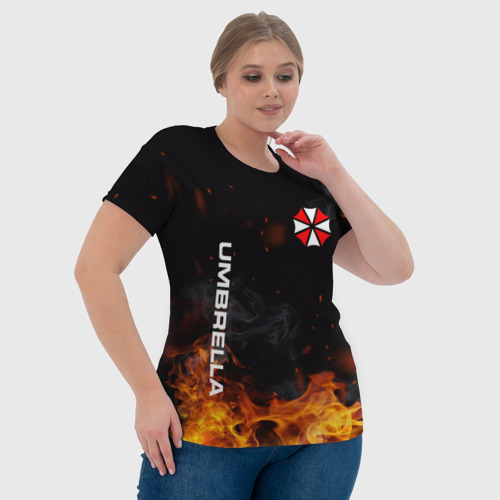 Женская футболка 3D с принтом Umbrella Corporation Огонь, фото #4