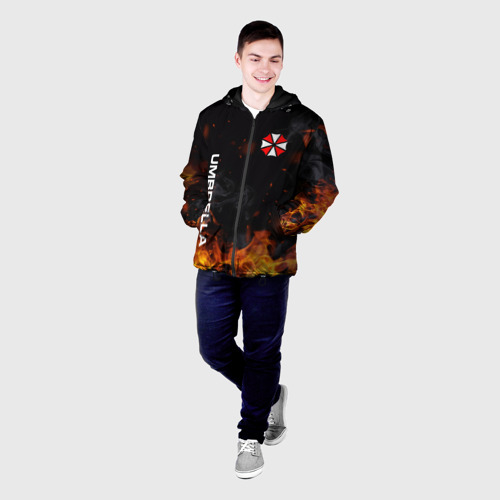 Мужская куртка 3D с принтом Umbrella Corporation Огонь, фото на моделе #1