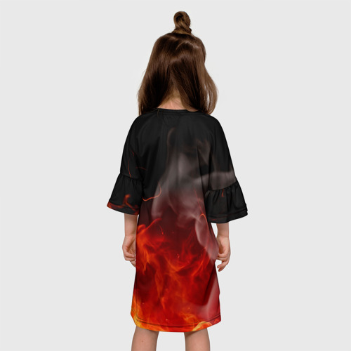 Детское платье 3D с принтом Umbrella Corporation пламя, вид сзади #2