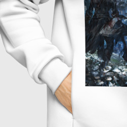 Худи с принтом Dark Souls x Bloodborne| Дарк Соулс для женщины, вид на модели спереди №6. Цвет основы: белый