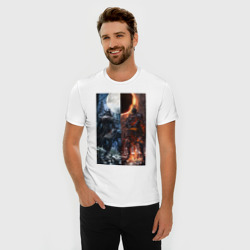 Мужская футболка хлопок Slim Dark Souls x Bloodborne| Дарк Соулс - фото 2