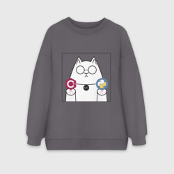 Женский свитшот oversize без начеса хлопок Красная или синяя