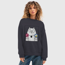 Женский свитшот oversize без начеса хлопок Красная или синяя - фото 2