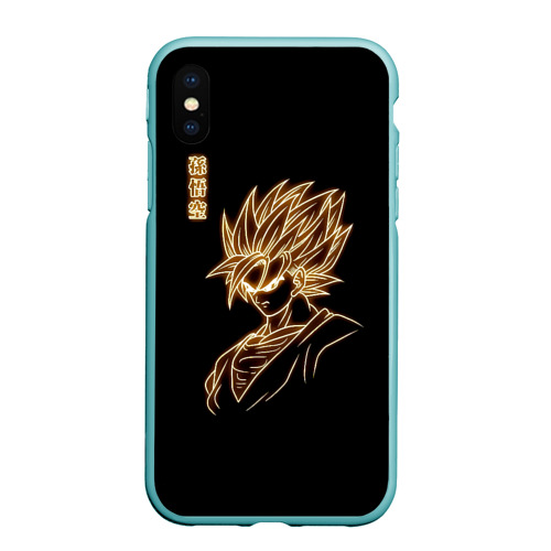 Чехол для iPhone XS Max матовый Гоку неоновый Dragon Ball, цвет мятный