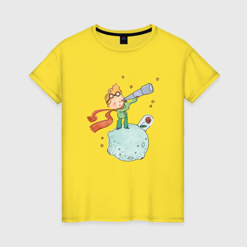 Женская футболка хлопок Обратная сторона луны, цвет желтый