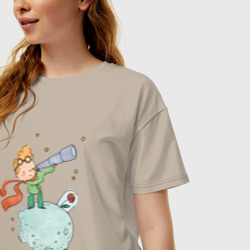 Женская футболка хлопок Oversize Обратная сторона луны - фото 2