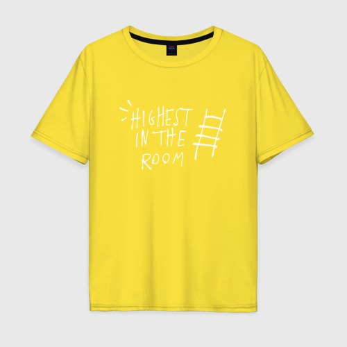 Мужская футболка хлопок Oversize с принтом TRAVIS SCOTT HIGHEST IN THE ROOM, вид спереди #2