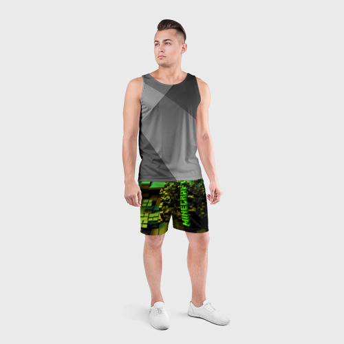 Мужские шорты спортивные с принтом Minecraft, pattern 2022, вид сбоку #3