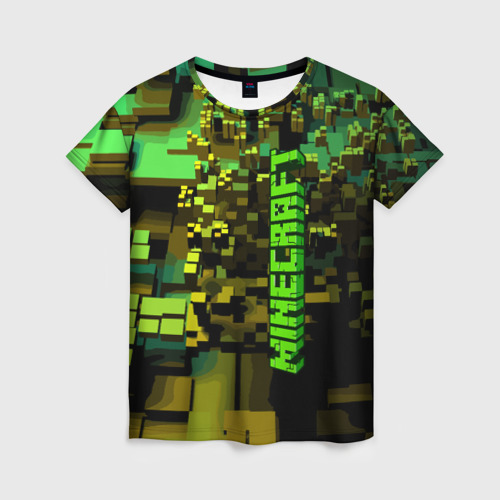 Женская футболка 3D с принтом Minecraft, pattern 2022, вид спереди #2