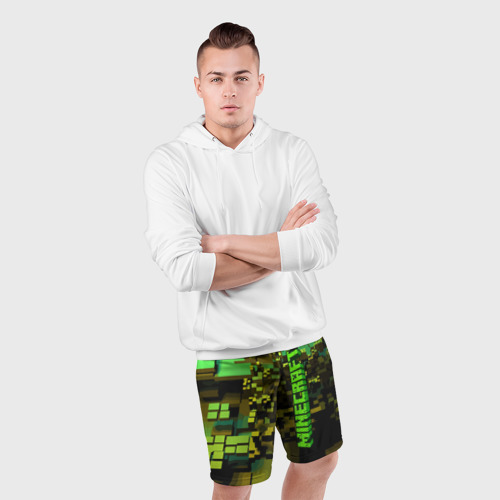 Мужские шорты спортивные с принтом Minecraft, pattern 2022, фото #4