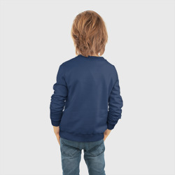 Свитшот с принтом Мяуталика для ребенка, вид на модели сзади №3. Цвет основы: темно-синий