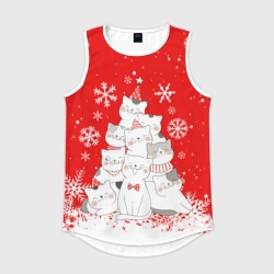 Мужская спортивная майка 3D Котоёлка на новый год