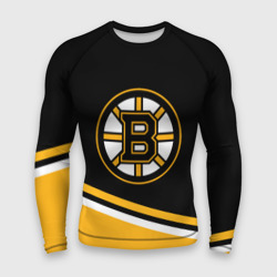 Мужской рашгард 3D Бостон Брюинз, Boston Bruins Диагональные полосы