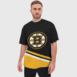 Мужская футболка oversize 3D Бостон Брюинз, Boston Bruins Диагональные полосы - фото 2