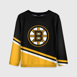 Детский лонгслив 3D Бостон Брюинз, Boston Bruins Диагональные полосы