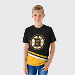 Детская футболка 3D Бостон Брюинз, Boston Bruins Диагональные полосы - фото 2