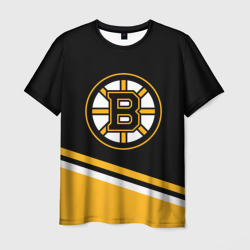 Мужская футболка 3D Бостон Брюинз, Boston Bruins Диагональные полосы
