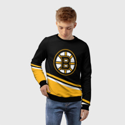 Детский свитшот 3D Бостон Брюинз, Boston Bruins Диагональные полосы - фото 2