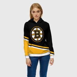 Женская толстовка 3D Бостон Брюинз, Boston Bruins Диагональные полосы - фото 2